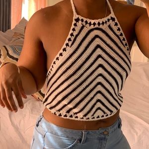 Cropped knit halter top